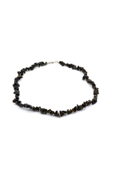 Doğal Kırık Taş Rainbow Obsidyen Taşı Bileklik ve Kolye  Seti Gri