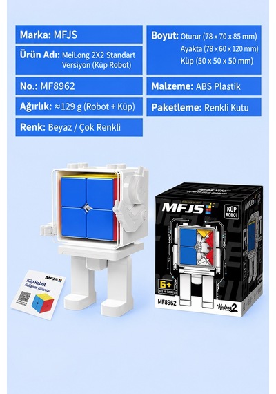 Meilong 2x2 Zeka Küpü Robot Standlı Display Box Mfjs Mf8962 Speed Cube