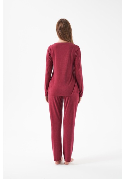 Relax Mode Kadın V Yaka Pijama Takım - 28091r Bordo Relax Mode Kadın V Yaka Pijama Takım - 28091r Bordo