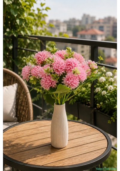 Yapay Çiçek Sitesi Yapay Tomurcuklu Krizantem 26cm Açık Pembe