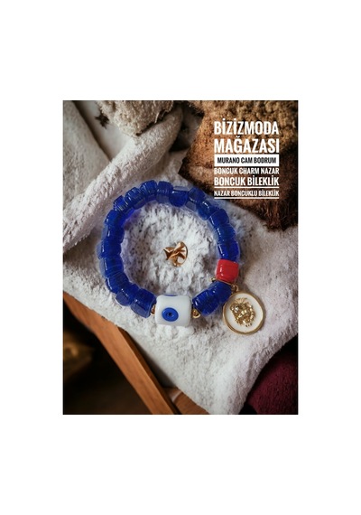 Murano Cam Bodrum Boncuk Charm Nazar Boncuk Bileklik Nazar Boncuklu Bileklik Lacivert 64756434