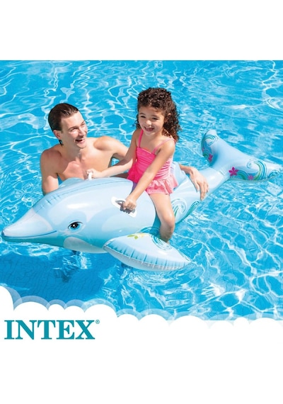 İntex Açık Gri Renkli Yunus Balığı Şişme Çocuk Binici Çok Renkli