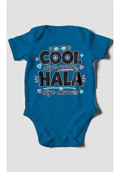 Morivokids Cool Diye Yazılır Hala Diye Okunur Kısa Kollu Bebek Body %100 Pamuk Zbn152-kk Koyu Mavi
