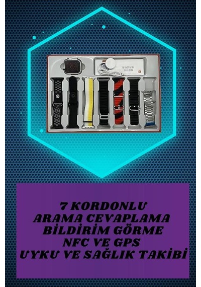 Akıllı Saat Aksesuarları 7 Kordonlu Akıllı Saat Ve 3.nesil Kulaklık Dokunmatik Ekran Sesli Görüşme Yapabilen