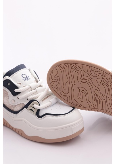 Benetton Bni-12157 Kadın Sneaker Ayakkabı Beyaz Lacivert