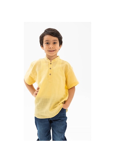 Eliş Şile Bezi Kısa Kol Şile Bezi Bodrum Erkek Çocuk Tshirt Sarı 3073