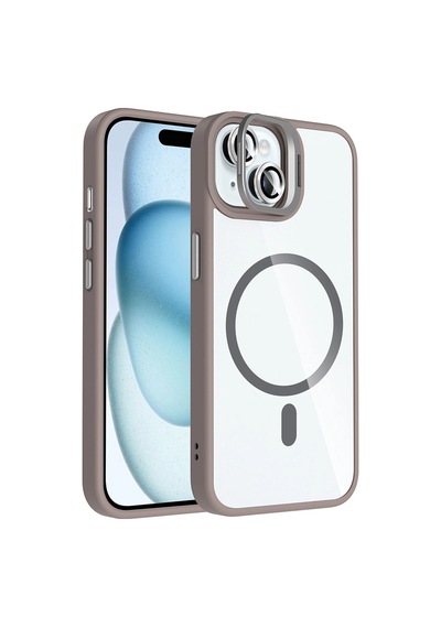 Apple iPhone Uyumlu 15 Kılıf Standlı Ve Kamera Lens li M-safe Şarj Özellikli Zore Etro Kapak Çok Renkli
