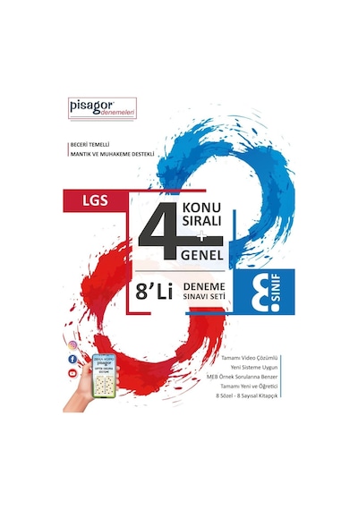 Zeka Küpü Yayınları 8. Sınıf Pisagor 4+4 Konu Sıralı 8'Li Genel D
