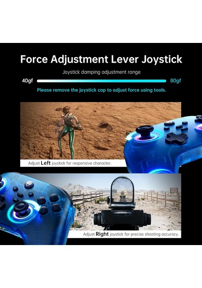 G3v2 Bluetooth Controller For Pc/switch/ıos/android, Hall Effect Joysticks, Rgb Lighting Gaming Controller,2 Programmable Buttons,1000mah Battery With Charging Station, Blue Diğer