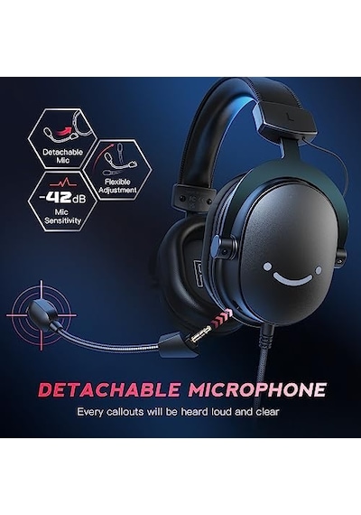 3,5 Mm Ses Jaklı Oyun Usb Kulaklığı, 7.1 Surround Ses, Çıkarılabilir Mikrofon, Ses Kontrolü, Kablolu Kulaklıklar Siyah Ps5/ps4/anahtar/xbox Denetleyici H9 İçin