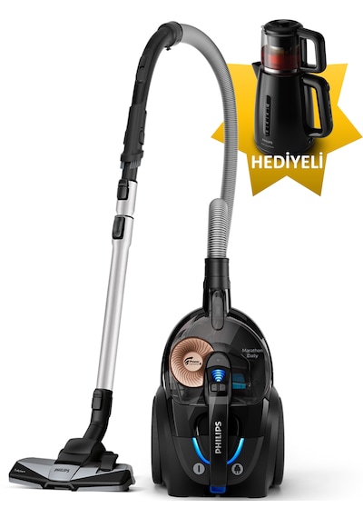 Philips BXA0079 - XB7150 Marathon Ultimate Toz Torbasız Süpürge + HD7301/00 Cam Demlikli Çay Makinesi