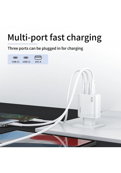 Hp-c32 67 Watt Gan Şarj Adaptörü 100 Cm Kablo 3-port Fast Charger
