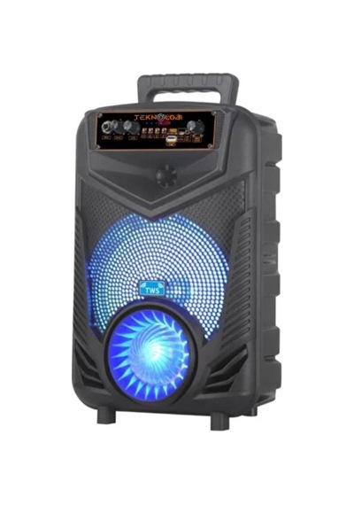 Kablosuz Hoparlör 8 İnç Büyük Boy Bluetooth Speaker Karaoke Mikrofon Işıklı Parti Fmradyo Aux Sd Usb