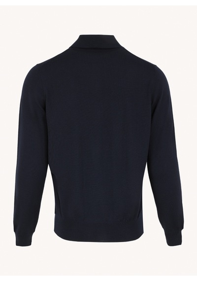 Alpha Studio Lacivert Erkek %100 Yün Slim Fit Kazak Au-7004b Jumper Polo