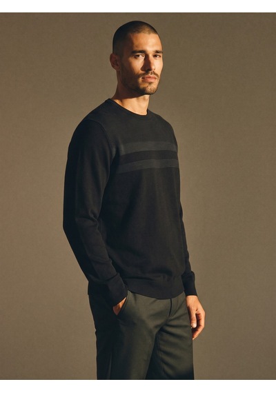 Maccali Erkek Siyah Büyük Beden Pamuklu Kışlık Desenli Sweatshirt
