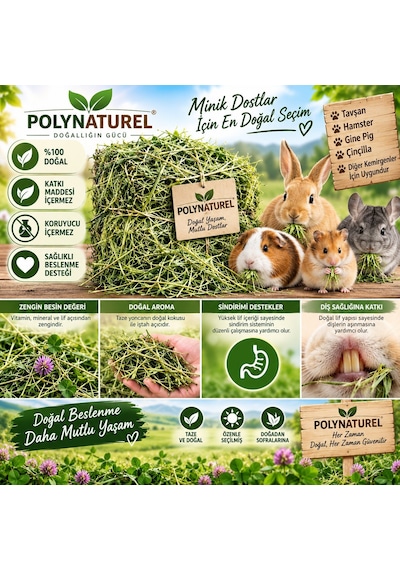 Polynaturel Doğal Yonca Otu 2000 Gr Tavşan, Hamster, Guinea Pig Ve Kemirgenler İçin Kuru Yonca Yem