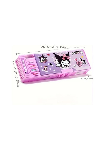 Tianchishop Mor Kulomi Sanrio Kuromi Melody Kilitli Kalem Kutusu Şifreli Çekmeceli Okul Ofis Mor Kulomi