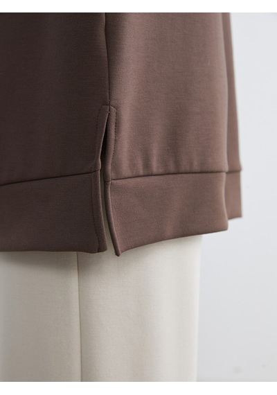 Lcw Everyday Kahverengi Dik Yaka Kadın Sweatshirt Tunik