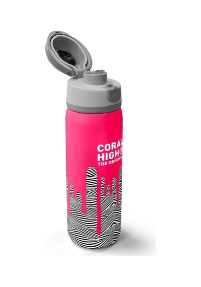 Coral High Kids Pembe Siyah Beyaz Desenli Pipetli Ve Direkt İçim Çelik Termos 800 Ml 38539 Çok Renkli
