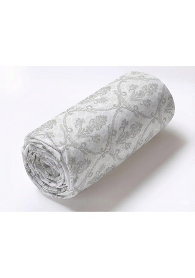 Maki Home %100 Pamuklu Çiçek Baskılı 180x200+2 50x70 Battal Boy Lastikli Çarşaf Ve Yastık Kılıfı Beyaz - Gri