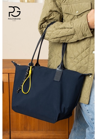 Orijinal Geniş Hacimli Su Geçirmez Paraşüt Kumaş Shopper Trend Ve Şık Büyük Boy Omuz Ve Kol Çantası Lacivert