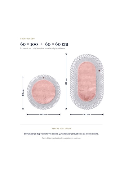 Banyo Paspası Takımı 60x100+60x60 Cm Dış Trikot Pembe & Gümüş