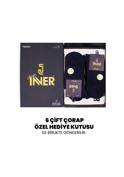 Just Inner Erkek 6 Lı Bambu Çorap Yarım Konç Uzun Ömürlü Kullanım 11700 Lacivert