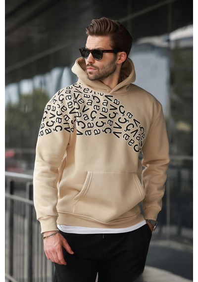 Madmext Bej Baskılı Kapüşonlu Erkek Sweatshirt E7160 Bej Madmext Bej Baskılı Kapüşonlu Erkek Sweatshirt E7160 Bej