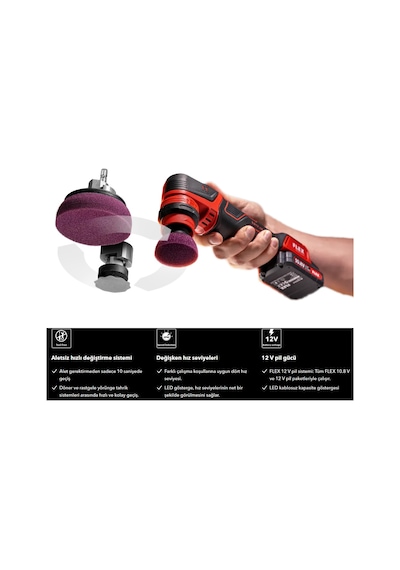 Flex Pxe 80 12v-ec Set Rotary/orbital Akülü Nano Polisaj Makinesi Seti Mini Şarjlı Pasta Cila
