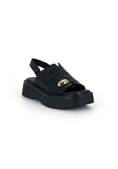 Mammamia D26ys-2920 Beyaz Hakiki Deri Lastikli Kalın Taban 3cm Topuk 5cm Kadın Sandalet Siyah Mammamia D26ys-2920 Beyaz Hakiki Deri Lastikli Kalın Taban 3cm Topuk 5cm Kadın Sandalet Siyah