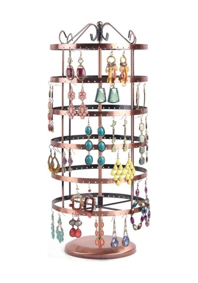 İthal Metal Dönen Yuvarlak Model Bakır Renk 46x16 Cm Küpe Standı