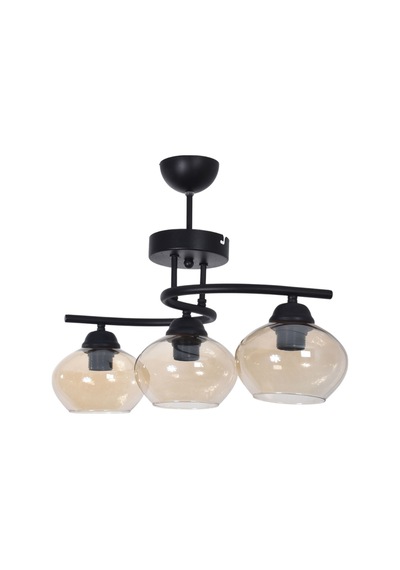 Fuji Modern Dekoratif Salon - Mutfak - Yatak Odası Siyah Renk Bal Camlı 3 Lü Avize Siyah Ball2 Siyah Ball2