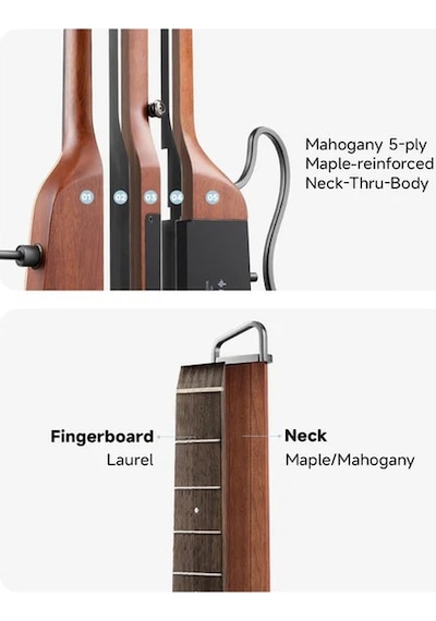 Donner Hush-i Pro Elektro Akustik Gitar Natural Ladin