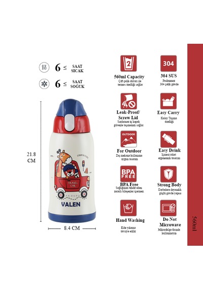 Çift Duvarlı Vakumlu Çocuk Termos 560ml