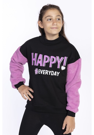 Toontoy Kız Çocuk Peluş Detaylı Baskılı Sweatshirt Lila