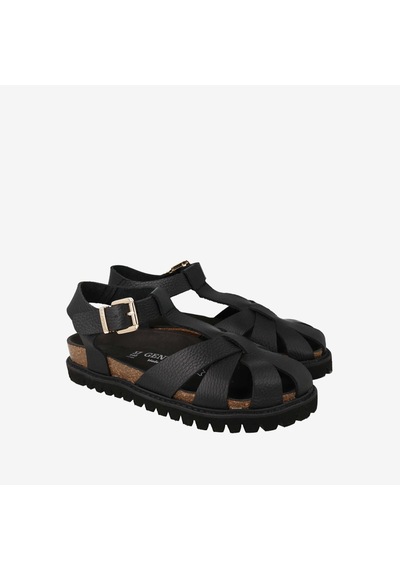 Black Sandalet Kadın G106775 Genuins Howea Embossed Leather Dark siyah