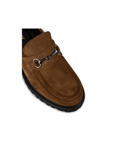 Deery Kadın Hakiki Süet Taba Renkli Toka Detaylı Loafer - 02024ztbae01 Taba