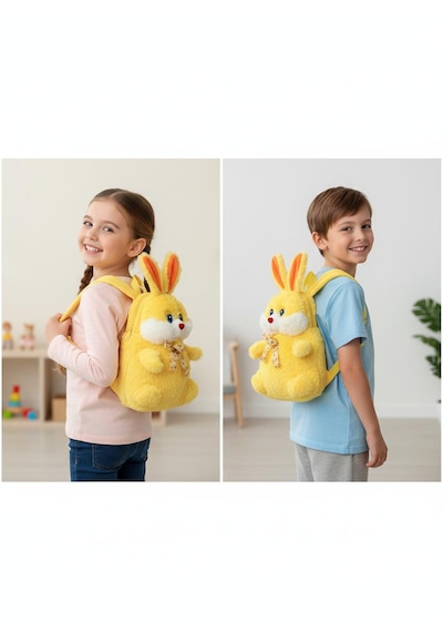 Sarı Çantalı Peluş Ayıcık 5 Renk Varyantlı Sarı