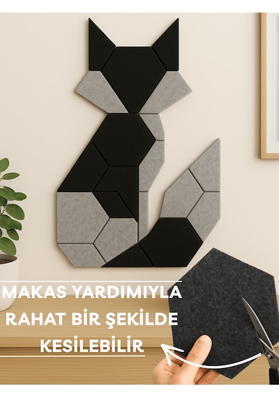 1 Adet Akustik Panel Keçe Kendinden Yapışkanlı Duvar Kaplama Ses Isı Yalıtım Duvar Kaplama 26x30 Cm Antrasit