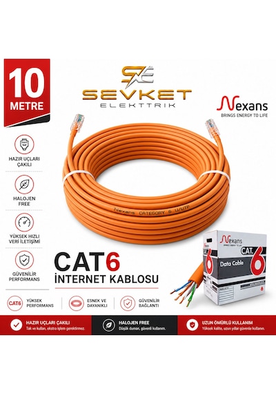 Nexans 10 Metre Cat6 Data Kablosu Turuncu Halojen Free Patch Cord