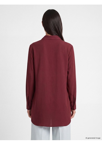 Lcw Everyday Bordo Gabardin Kadın Gömlek Tunik