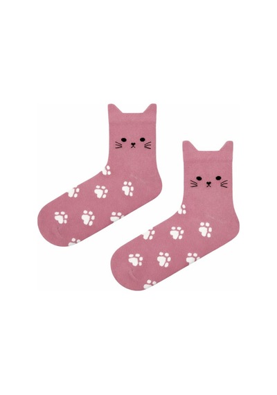 Carnaval Socks Kedi Kulaklı Pati Desenli Unisex Soket Çorap GÜL KURUSU