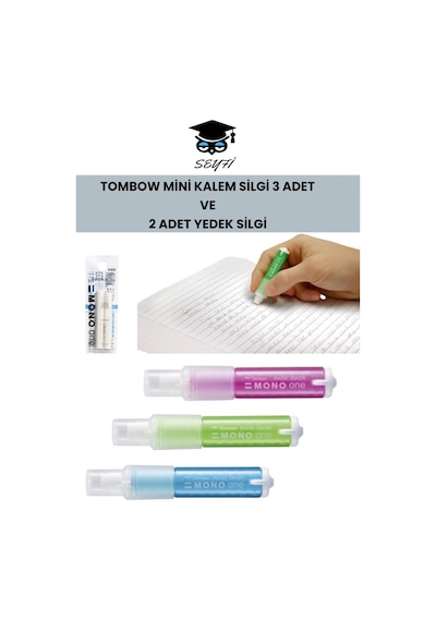 Tombow Mini Kalem Silgi 3 Adet Ve 2 Adet Yedek Silgi