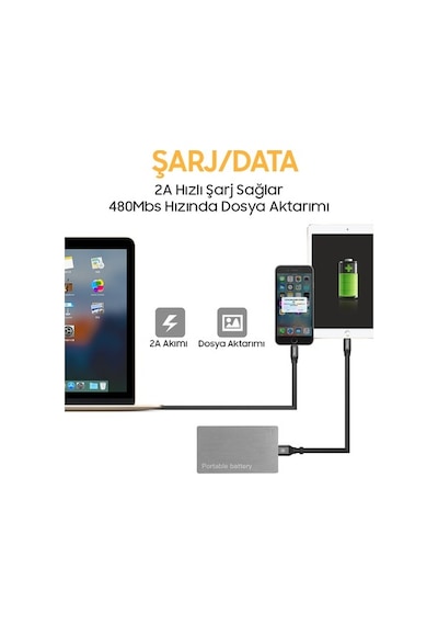 Baseus 2In1 Lightning/Micro Usb 2A Şarj Kablosu 1.2 Metre