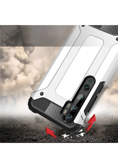 Kilifone - Xiaomi Mi Note 10 Lite Uyumlu - Kılıf Çift Katman Koruyucu Crash Military Tank Kılıf - Mavi Mavi