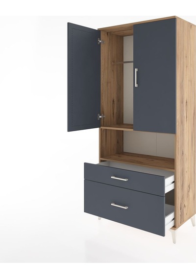 Hyperion Dolap 2 Raflı 2 Çekmeceli Tek Askılı 88x44x195 Çam-a... Çam Hyperion Dolap 2 Raflı 2 Çekmeceli Tek Askılı 88x44x195 Çam-a... Çam