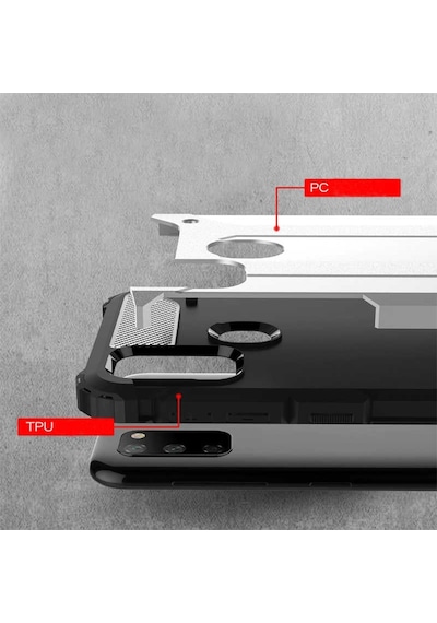 Noktaks - Samsung Galaxy Uyumlu M21 - Kılıf Çift Katman Zırh Tank Crash Military Kapak - Rose Gold