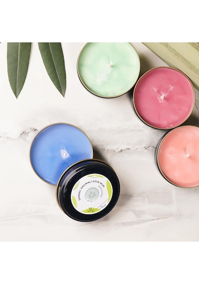 Mitr Sandal Aromalı Metal Soya Mum Çok Renkli