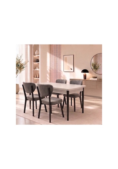 Sar Pakete Ada Serisi, 80x132 Açılabilir Mdf Mutfak Masası Takımı 4 Adet Sandalyeada007byzm04a Beyaz Sar Pakete Ada Serisi, 80x132 Açılabilir Mdf Mutfak Masası Takımı 4 Adet Sandalyeada007byzm04a Beyaz