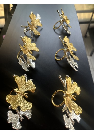 Alfafe Home Gold Gümüş Kelebek Detaylı Peçetelik Gold Gümüş